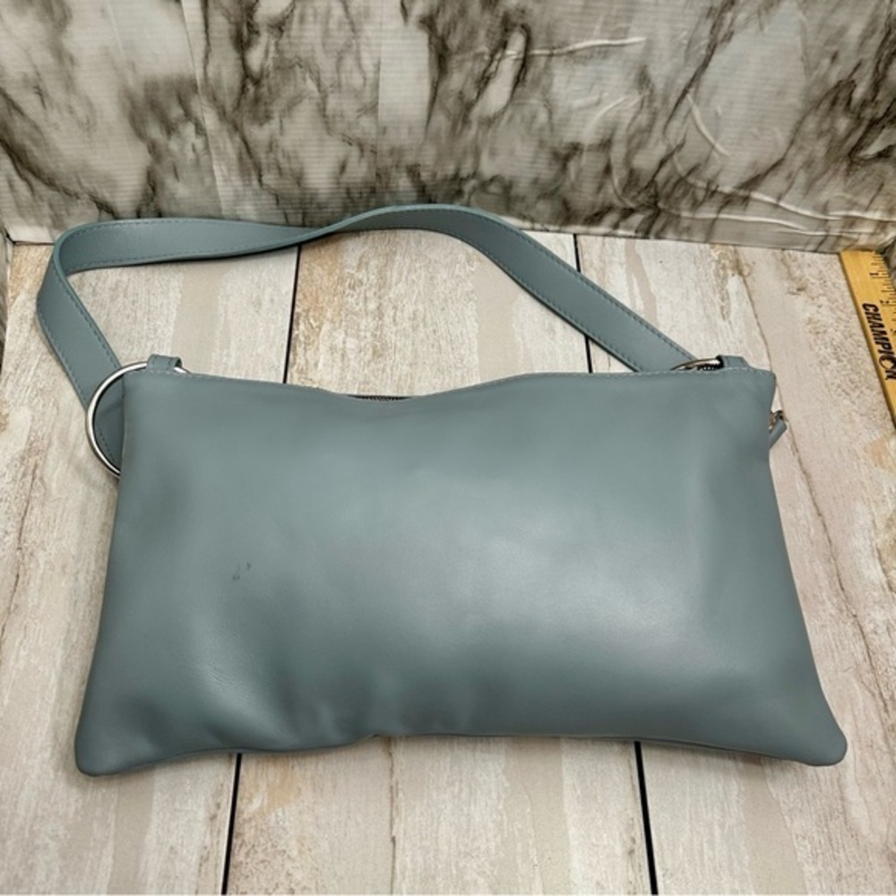 Retropose Handmade Italian Leather Boho Frosty Blue Hobo Bag Coquette Coastal